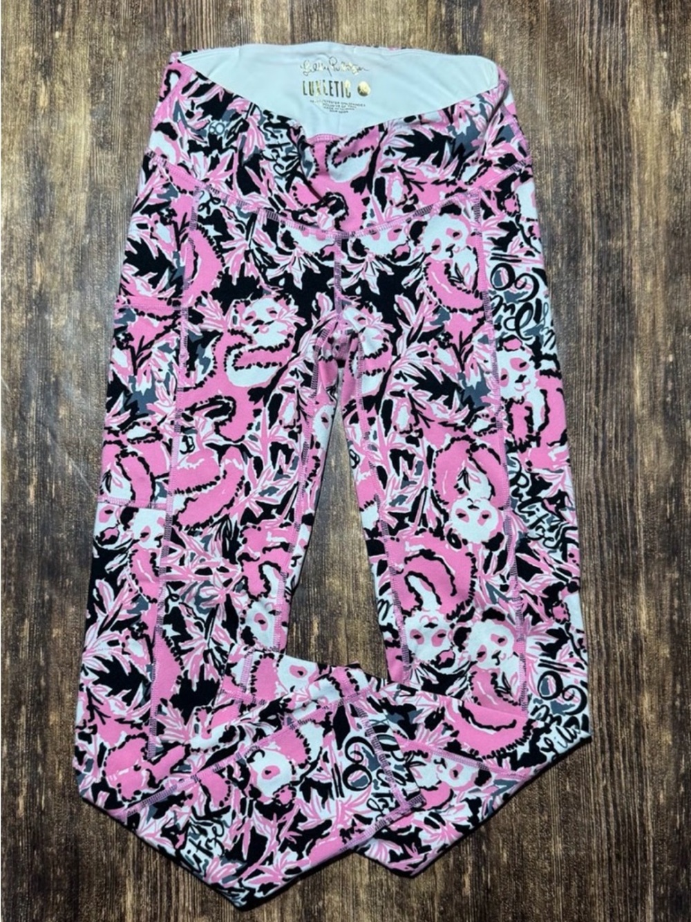 Lilly Pulitzer Pink Black White Floral Leggings